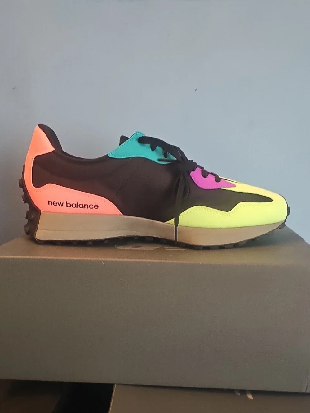 New Balance Kids Neon Yellow, Teal, Purple & Black Sneakers